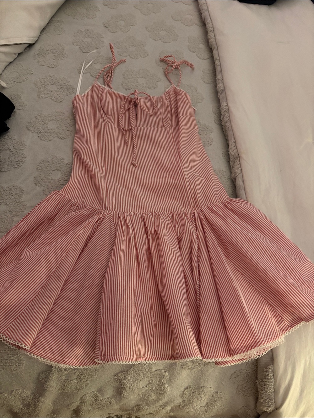 Striped Pink Tie-Shoulder Midi Dress